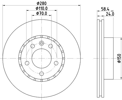 HELLA PAGID Тормозной диск 8DD 355 101-511